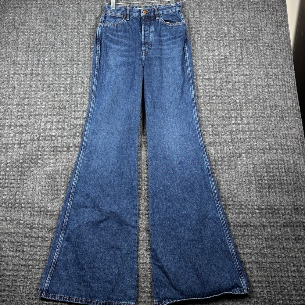 Wrangler Wanderer High Rise Flare Jeans Size 26x34 Indigood Button Fly Retro